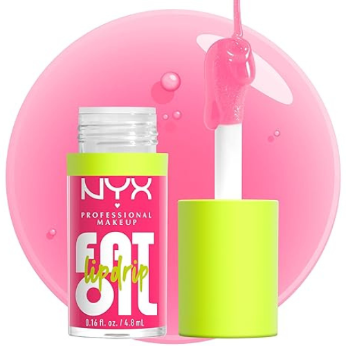 NYX PROFESSIONAL MAKEUP Fat Oil Lip Drip, Moisturizing, Shiny and Vegan Tinted Lip Gloss – Missed Call (Sheer Pink)